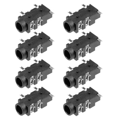 Harfington Uxcell 8Pcs PCB Mount 3.5mm 5 Pin Socket Headphone Stereo Jack Audio Video Connector Black PJ327F