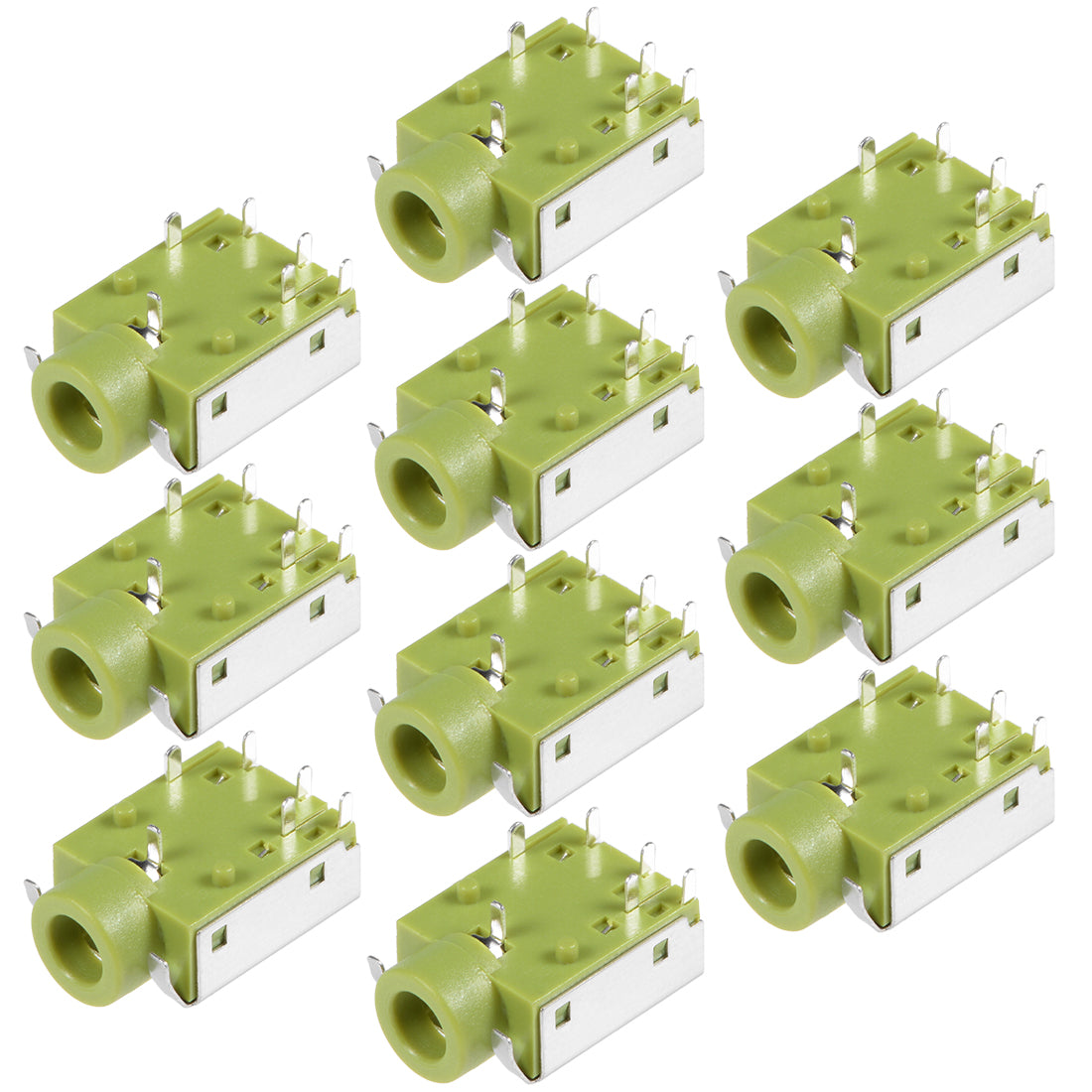 uxcell Uxcell 10Pcs PCB Mount 3.5mm 6 Pin Socket Headphone Stereo Jack Audio Video Connector Green PJ343