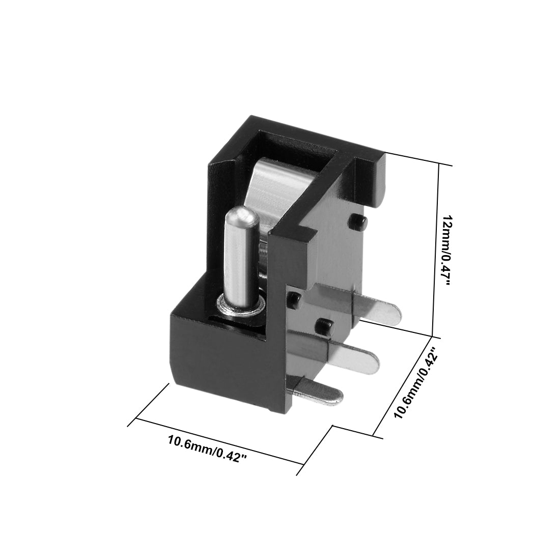 uxcell Uxcell 10Pcs PCB Mount DC004 5.5mm x 2.1mm 3 Pin Audio Video DC Power Connector Socket Black