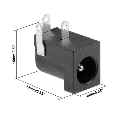 Harfington Uxcell 2Pcs PCB Mount DC005 5.5mm x 2.1mm 3 Pin Audio Video DC Power Connector Socket Black