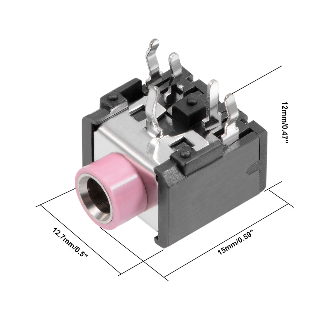 uxcell Uxcell 15Pcs PCB Mount 3.5mm 5 Pin Socket Headphone Stereo Jack Audio Video Connector Pink PJ306