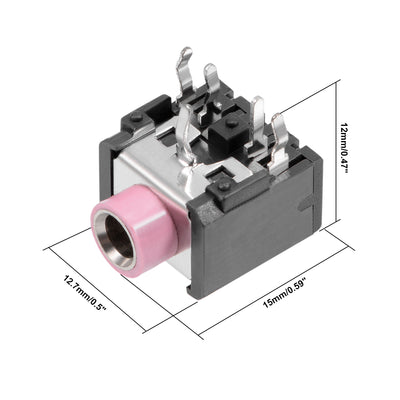 Harfington Uxcell 15Pcs PCB Mount 3.5mm 5 Pin Socket Headphone Stereo Jack Audio Video Connector Pink PJ306