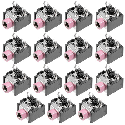 Harfington Uxcell 15Pcs PCB Mount 3.5mm 5 Pin Socket Headphone Stereo Jack Audio Video Connector Pink PJ306