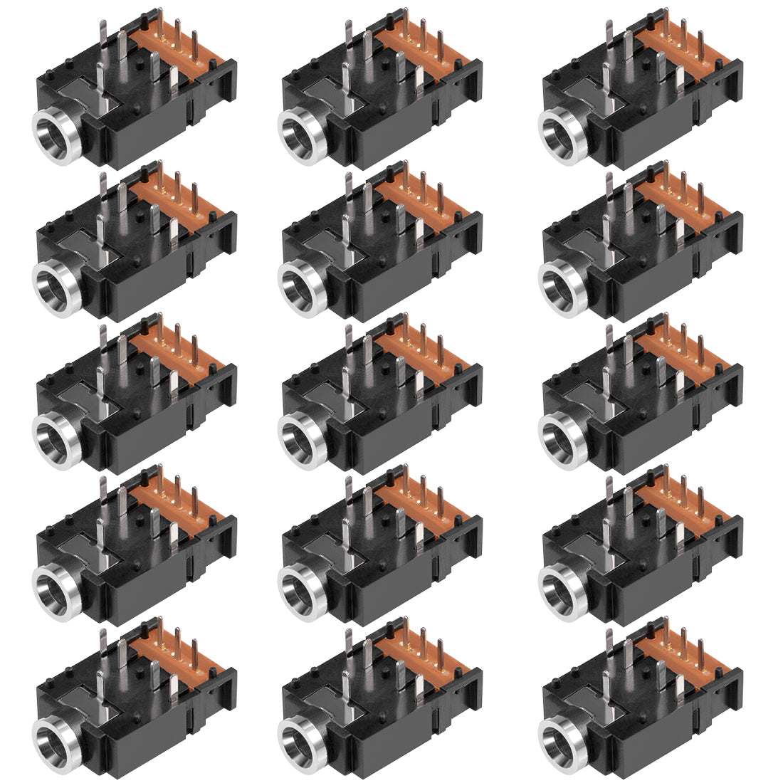 uxcell Uxcell 15Pcs PCB Mount 3.5mm 8 Pin Socket Headphone Stereo Jack Audio Video Connector Black PJ-3F07-8P