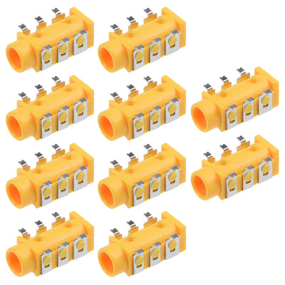 Harfington Uxcell 10Pcs PCB Mount 3.5mm 6 Pin Socket Headphone Stereo Jack Audio Video Connector Yellow PJ313D