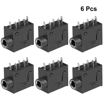 Harfington Uxcell 6Pcs PCB Mount 3.5mm 5 Pin Socket Headphone Stereo Jack Connector Black PJ325