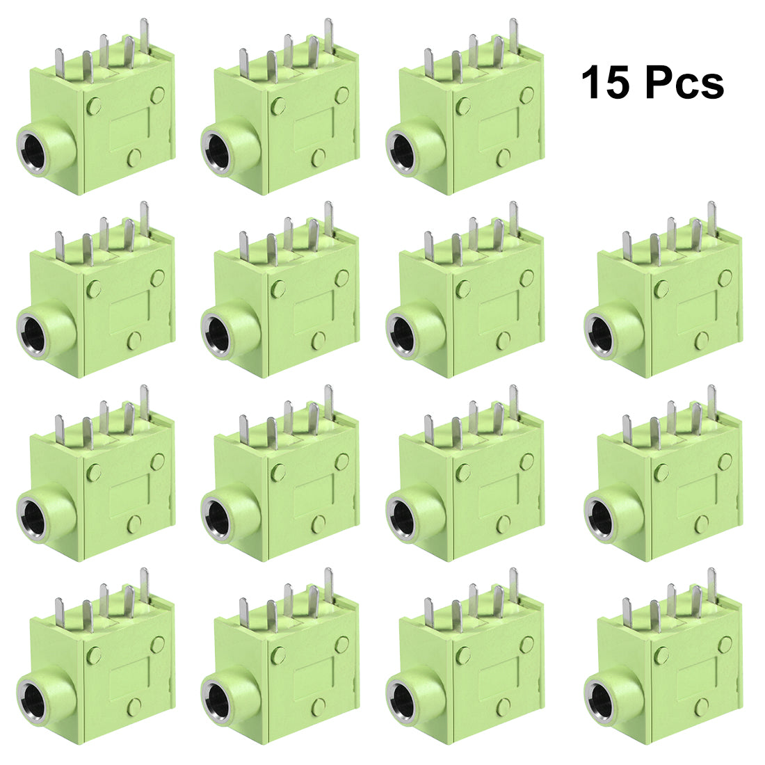 uxcell Uxcell 15Pcs PCB Mount 3.5mm 5 Pin Socket Headphone Stereo Jack Audio Video Connector Green PJ325