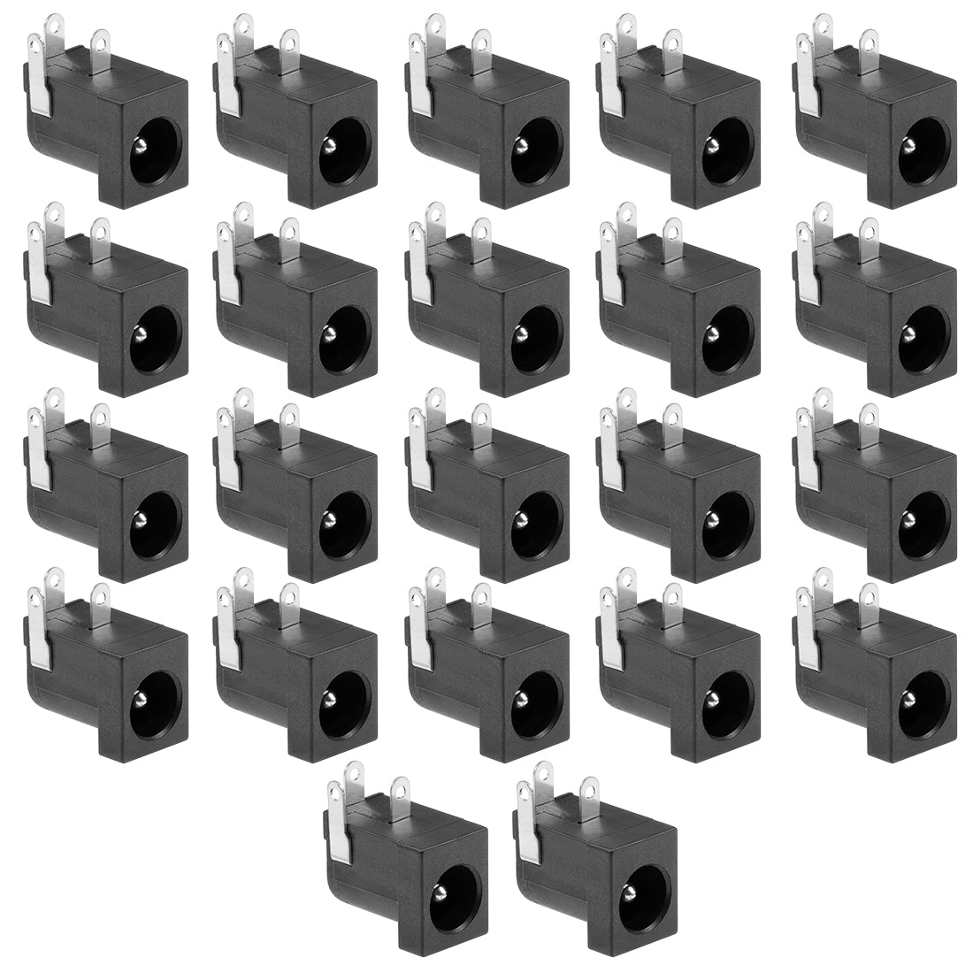 uxcell Uxcell 22Pcs PCB Mount DC005 5.5mm x 2.1mm 3 Pin DC Power Connector Socket Black