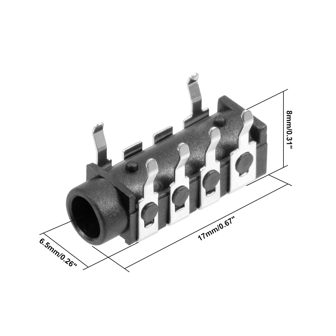 uxcell Uxcell 10Pcs PCB Mount 3.5mm 6 Pin Socket Headphone Stereo Jack Audio Video Connector Black PJ-313E-6P