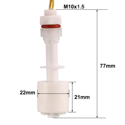 Harfington Uxcell PP Float Switch M10 77mm Fish Tank Vertical Liquid Water Level Sensor Plastic White