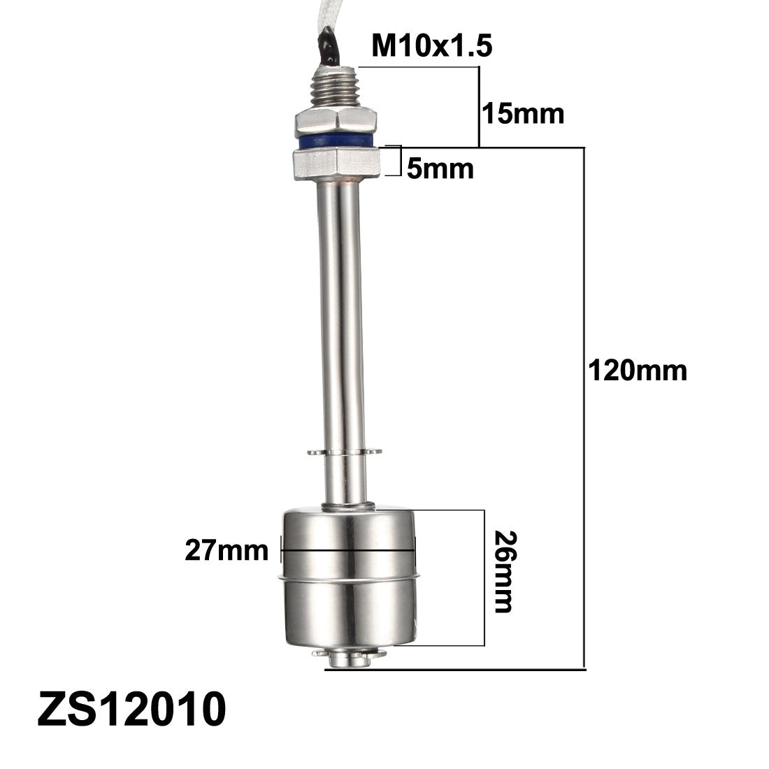 uxcell Uxcell Stainless Steel Float Switch M10 135mm Fish Tank Vertical Liquid Water Level Sensor