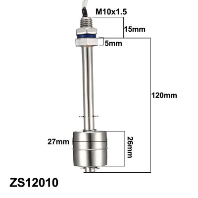 Harfington Uxcell Stainless Steel Float Switch M10 135mm Fish Tank Vertical Liquid Water Level Sensor