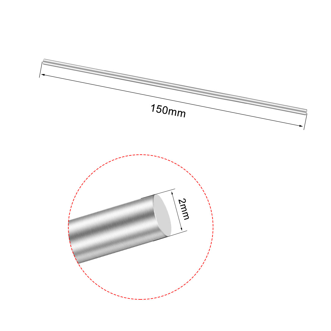 uxcell Uxcell 2Pcs Stainless Steel Shaft Round Rod 150mmx2mm for DIY Toy RC Car Model Part