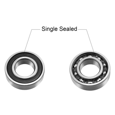 Harfington Uxcell Deep Groove Ball Bearing 6003RS Single Sealed, 17mm x 35mm x 10mm Chrome Steel Bearings, 1Pack