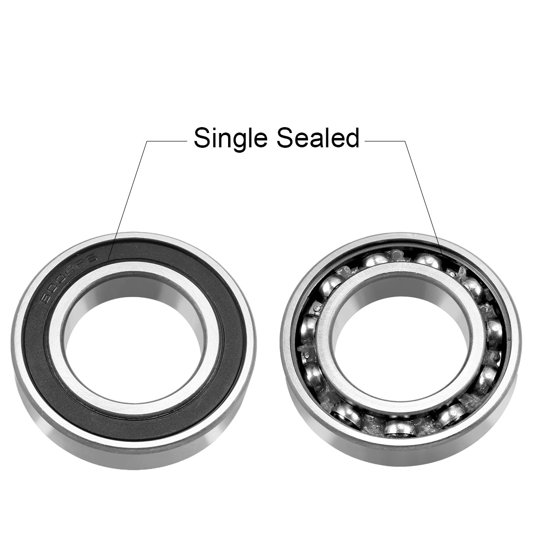 uxcell Uxcell Deep Groove Ball Bearing 6005RS Single Sealed, 25mm x 47mm x 12mm Chromium Steel Bearings