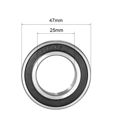 Harfington Uxcell Deep Groove Ball Bearing 6005RS Single Sealed, 25mm x 47mm x 12mm Chromium Steel Bearings