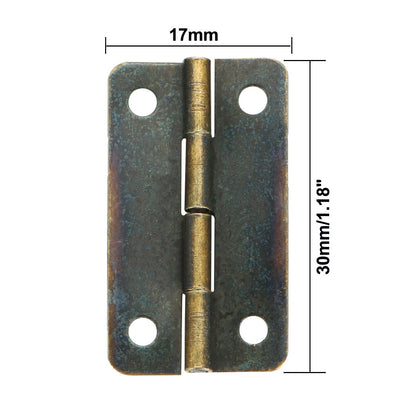 Harfington Uxcell 1.18" Antique Bronze Hinges Retro Mini Hinge Replacement with Screws 19pcs