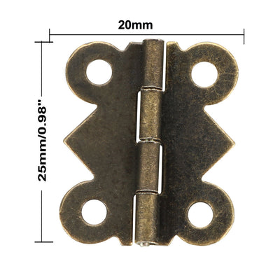 Harfington Uxcell 0.98" Antique Bronze Hinges Retro Butterfly Shape Hinge Replacement with Screws 50pcs