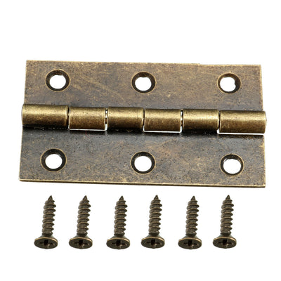 Harfington Uxcell 1.97" Antique Bronze Hinges Retro Hinge Replacement with Screws 8pcs