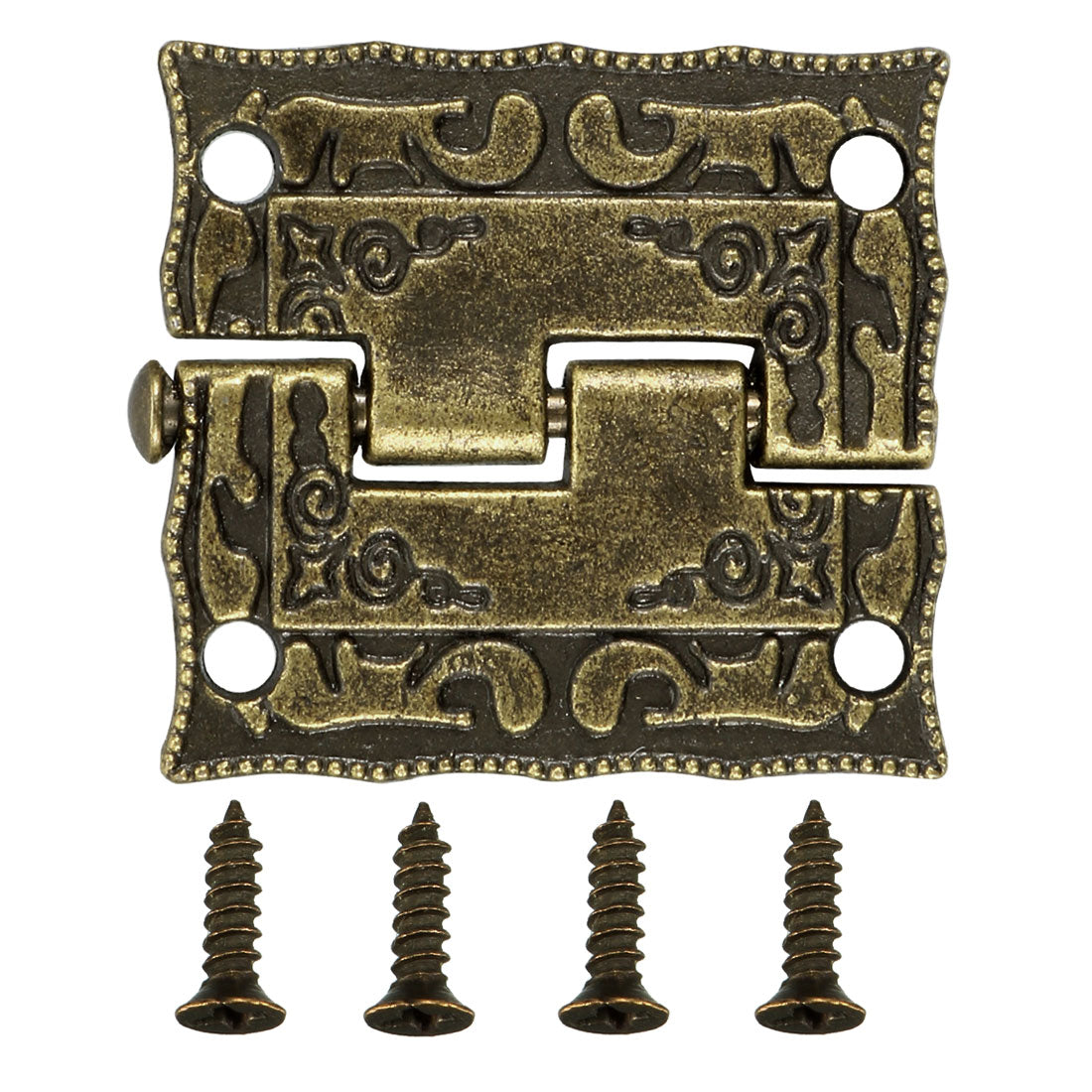 uxcell Uxcell 1.02" Antique Bronze Hinges Retro Carved Hinge Replacement with Screws 4pcs