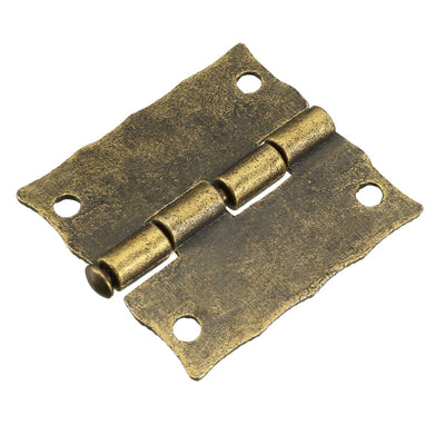 Harfington Uxcell 1.02" Antique Bronze Hinges Retro Carved Hinge Replacement with Screws 4pcs