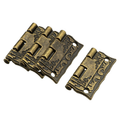 Harfington Uxcell 1.02" Antique Bronze Hinges Retro Carved Hinge Replacement with Screws 4pcs