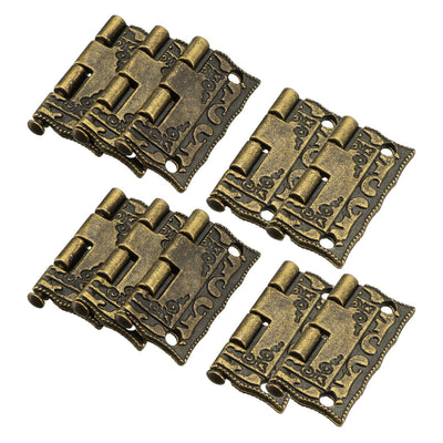 Harfington Uxcell 1.02" Antique Bronze Hinges Retro Carved Hinge Replacement with Screws 10pcs