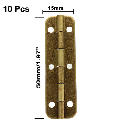 Harfington Uxcell 1.97" Antique Bronze Hinges Retro Hinge Replacement with Screws 10pcs