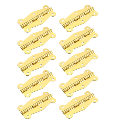 Harfington Uxcell 2.01" Golden Hinges Butterfly Shape Hinge Replacement with Screws 10pcs