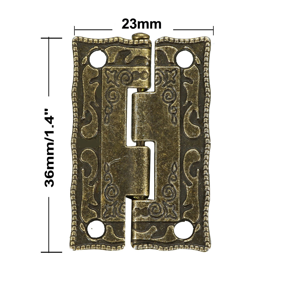 uxcell Uxcell 1.4" Antique Bronze Hinges Retro Carved Hinge Replacement with Screws 2pcs