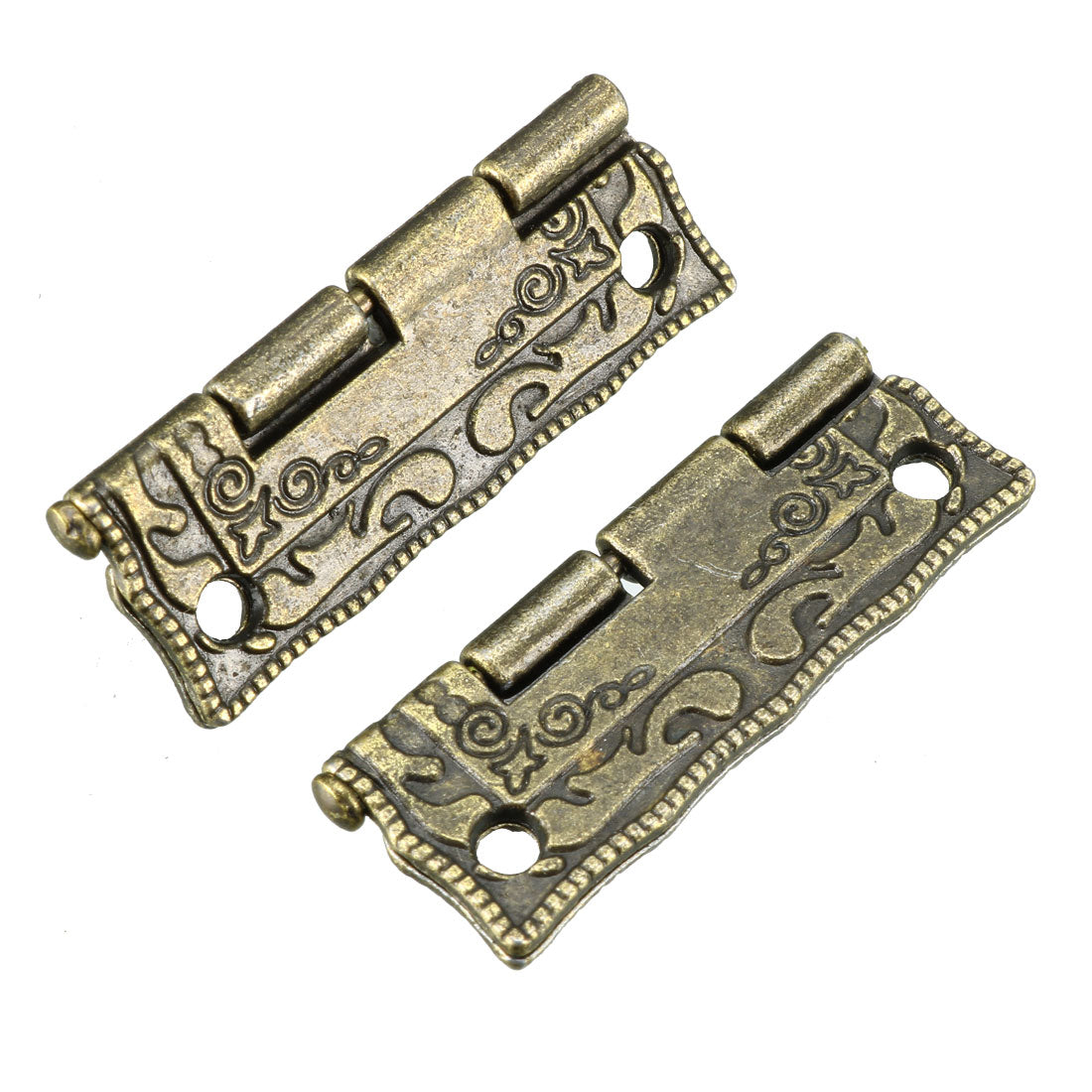 uxcell Uxcell 1.4" Antique Bronze Hinges Retro Carved Hinge Replacement with Screws 2pcs