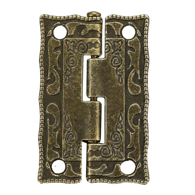 Harfington Uxcell 1.4" Antique Bronze Hinges Retro Carved Hinge Replacement with Screws 2pcs