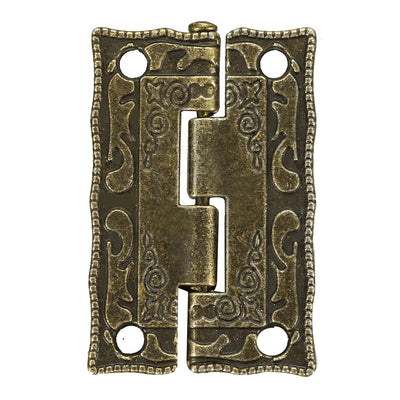 Harfington Uxcell 1.4" Antique Bronze Hinges Retro Carved Hinge Replacement with Screws 2pcs