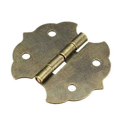 Harfington Uxcell 1.12" Antique Bronze Hinges Retro Mini Hinge Replacement with Screws 10pcs