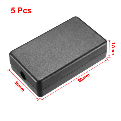 Harfington Uxcell 5pcs 60 x 36 x 17mm Electronic Plastic DIY Junction Box Enclosure Case Black