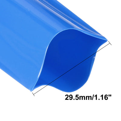 Harfington Uxcell PVC Heat Shrink Tubing 29.5mm Flat Width Heat Shrink Wrap Tube for 18650 2 Meters Length Blue