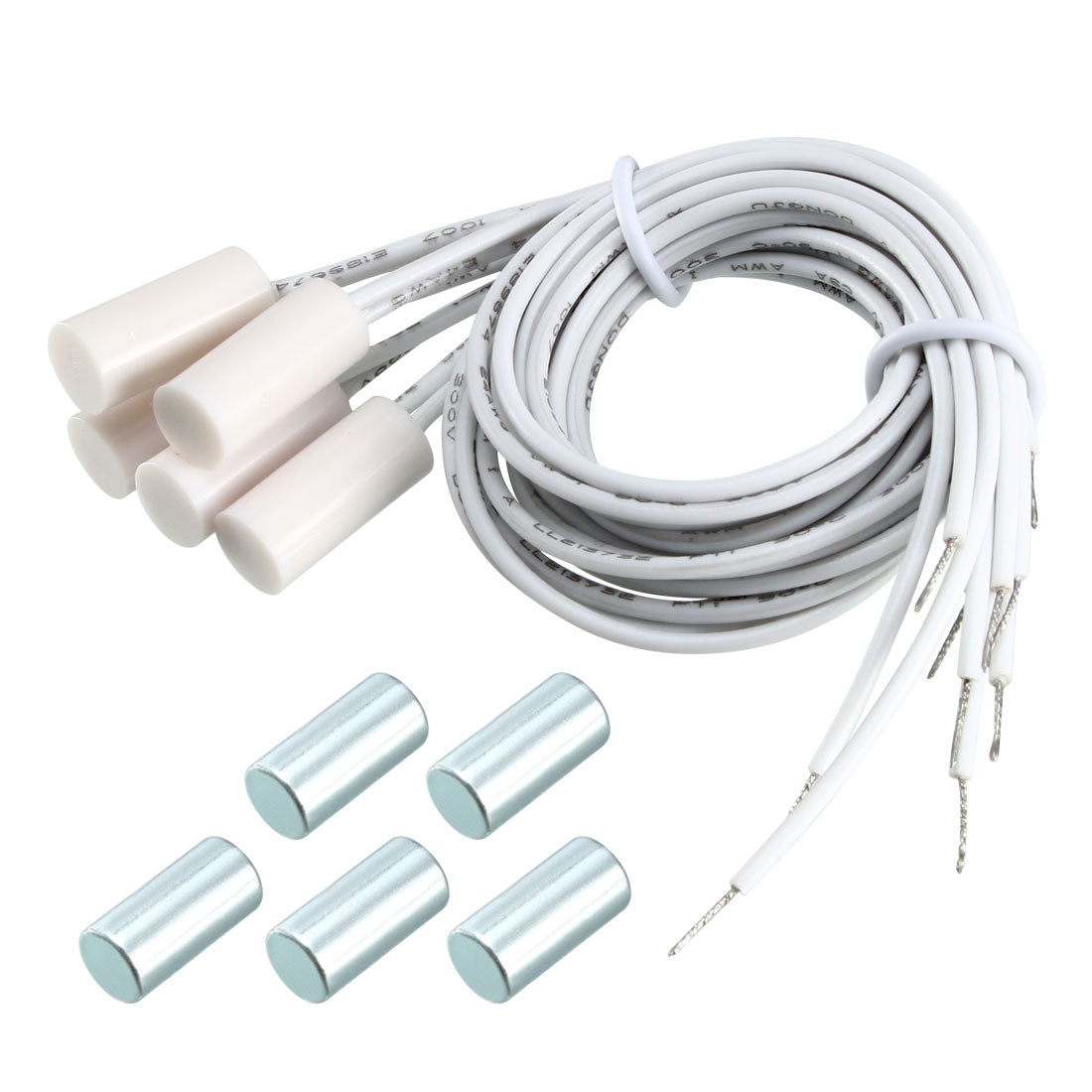 uxcell Uxcell 5 Stück N.C. Versenkte Kabel Sicherheitsfenster Türkontaktsensor Alarm Magnetische Reedschalter Weiß HC34A