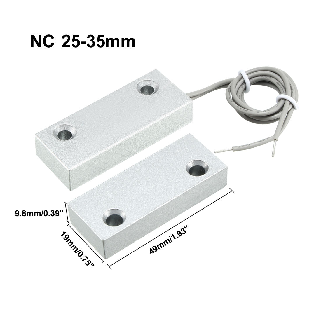 uxcell Uxcell MC-52 NC Alarm Security Rolling Gate Garage Door Contact Magnetic Reed Switch Silver Gray