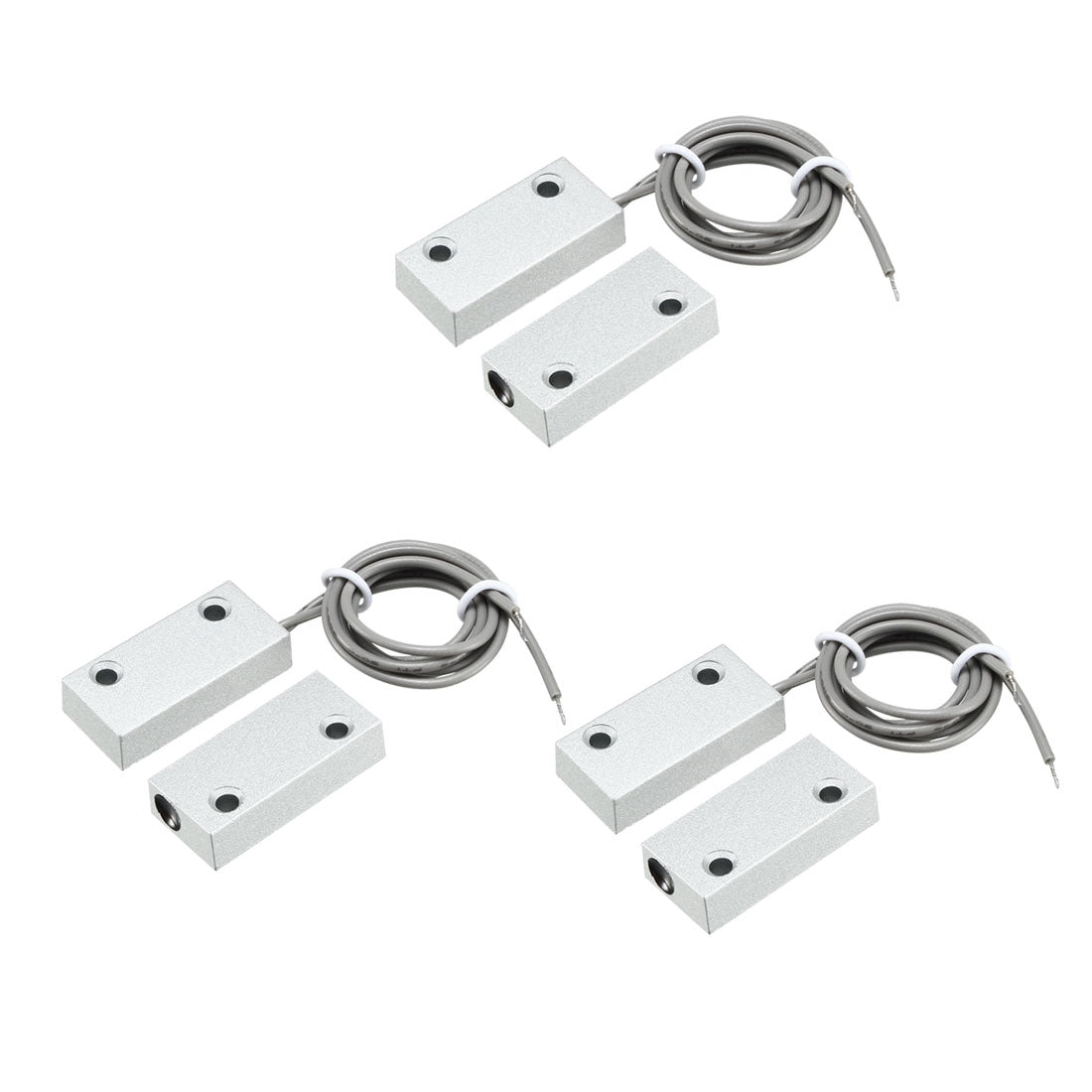 uxcell Uxcell 3pcs MC-51 NC Alarm Security Rolling Gate Garage Door Contact Magnetic Reed Switch Silver Gray