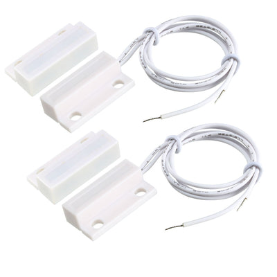 Harfington Uxcell MC-38 Surface Mount Wired NC Door Sensor Alarm Magnetic Reed Switch White 2pcs