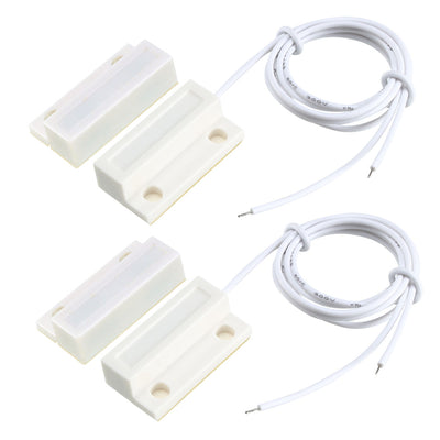 Harfington Uxcell 2pcs MC-38 Surface Mount Wired NO Door Sensor Alarm Magnetic Reed Switch White