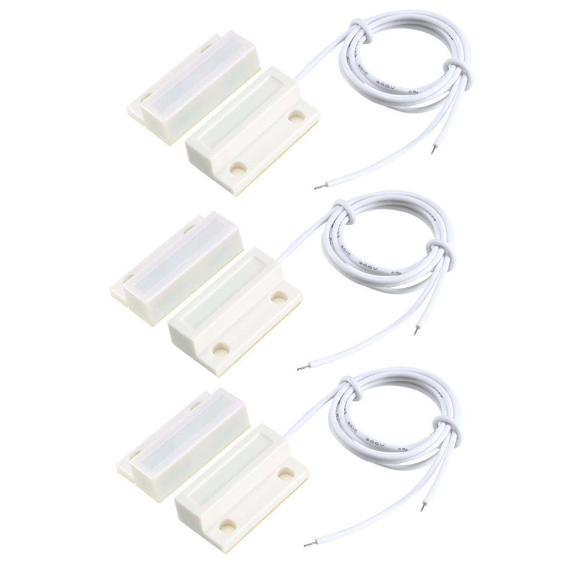 uxcell Uxcell 3pcs MC-38 Surface Mount Wired NO Door Sensor Alarm Magnetic Reed Switch White