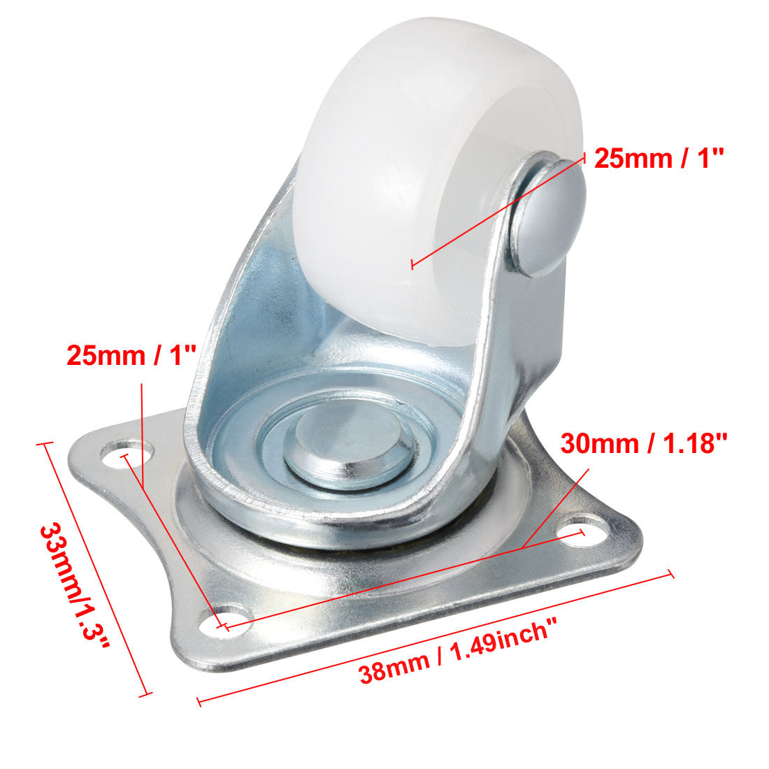 Uxcell Uxcell 2 Inch Swivel Caster Wheels PP 360 Degree Top Plate Mounted Caster Wheel 66lb Capacity 4 Pcs