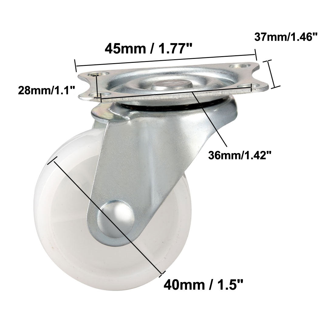 uxcell Uxcell 4Stk. Kaster Rad (2 Stk drehbar, 2 Stk fest) PP Oben Platte montiert 40mm DE de