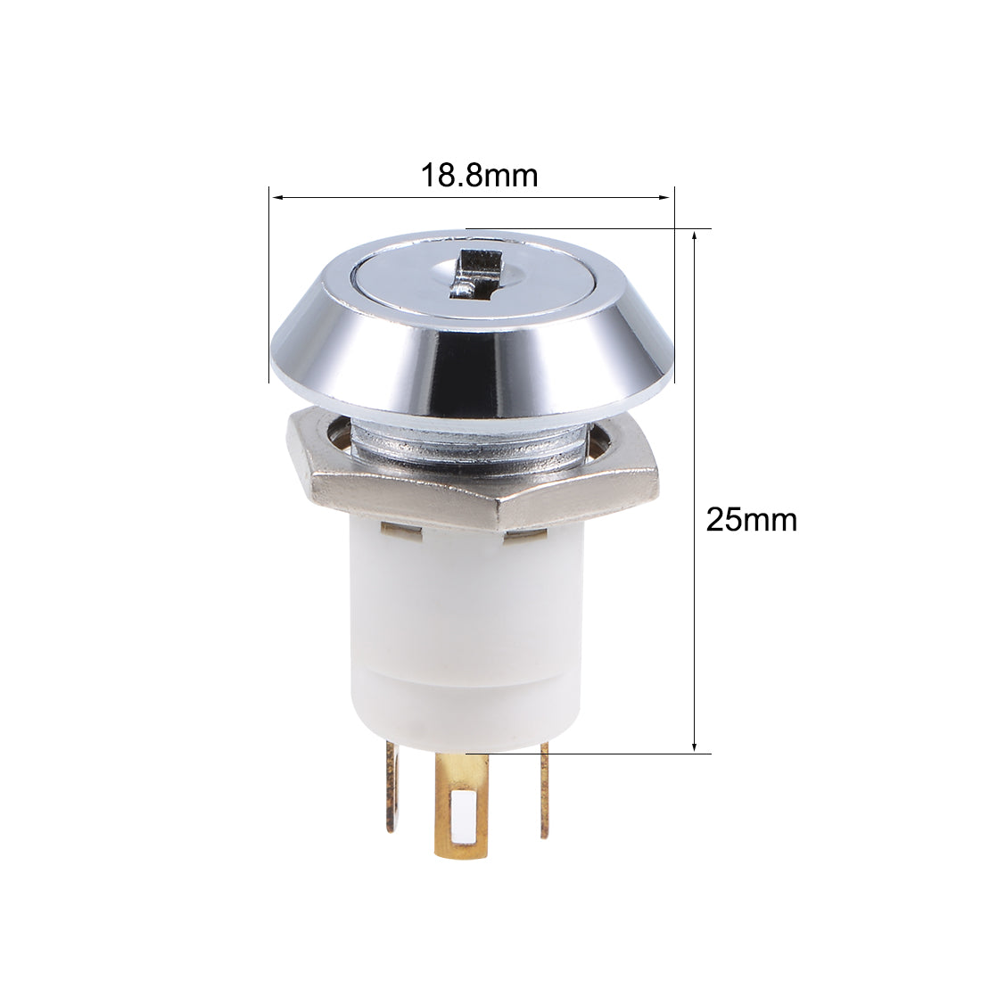 uxcell Uxcell 16mm 2 Positions NO OFF Electric Keylock Push Button Switch