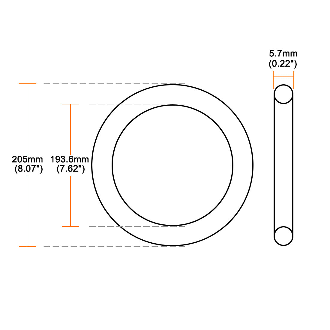 uxcell Uxcell O-Rings Nitrile Rubber 193.6mm x 205mm x 5.7mm Seal Rings Sealing Gasket 1pcs