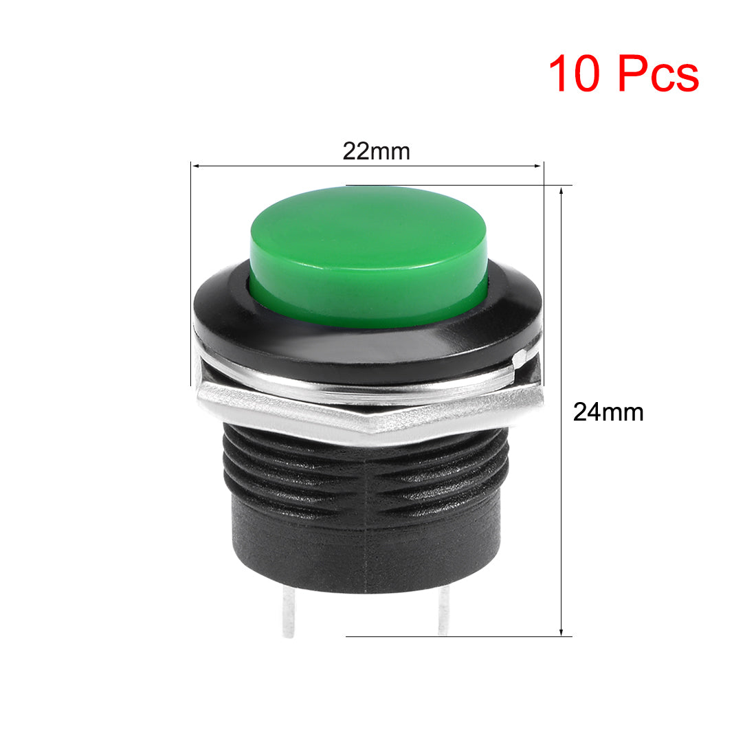 uxcell Uxcell 10Pcs,16mm Green Momentary Push Button Switch Round Raised Button R13-507 SPST  NO