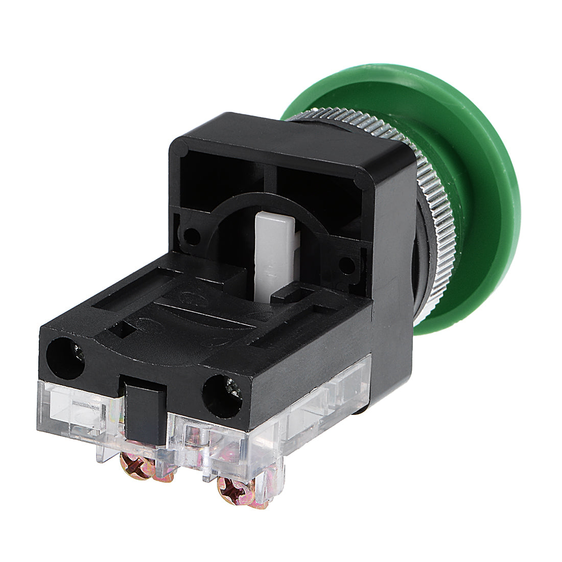 uxcell Uxcell 2Pcs 30mm Mounting Hole Momentary Push Button Switch Green DPST Mushroom Head