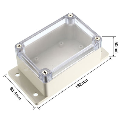 Harfington Uxcell 132*68.5*50mm Electronic Waterproof IP65 Sealed ABS Plastic DIY Junction Box Enclosure Case Clear