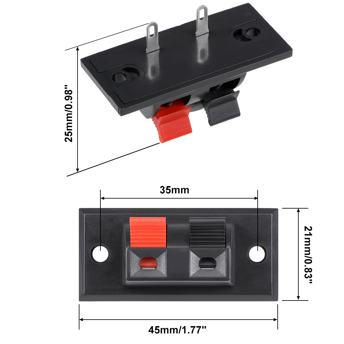 uxcell Uxcell 1pcs 2 Way Jack Socket Spring Push Release Connector Speaker Terminal Strip Block